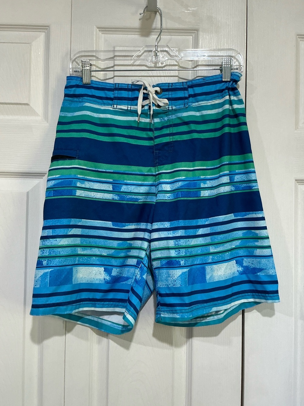 💙 Just Bones Boardwear Blue Green Striped Board Shorts - 30 (01243)